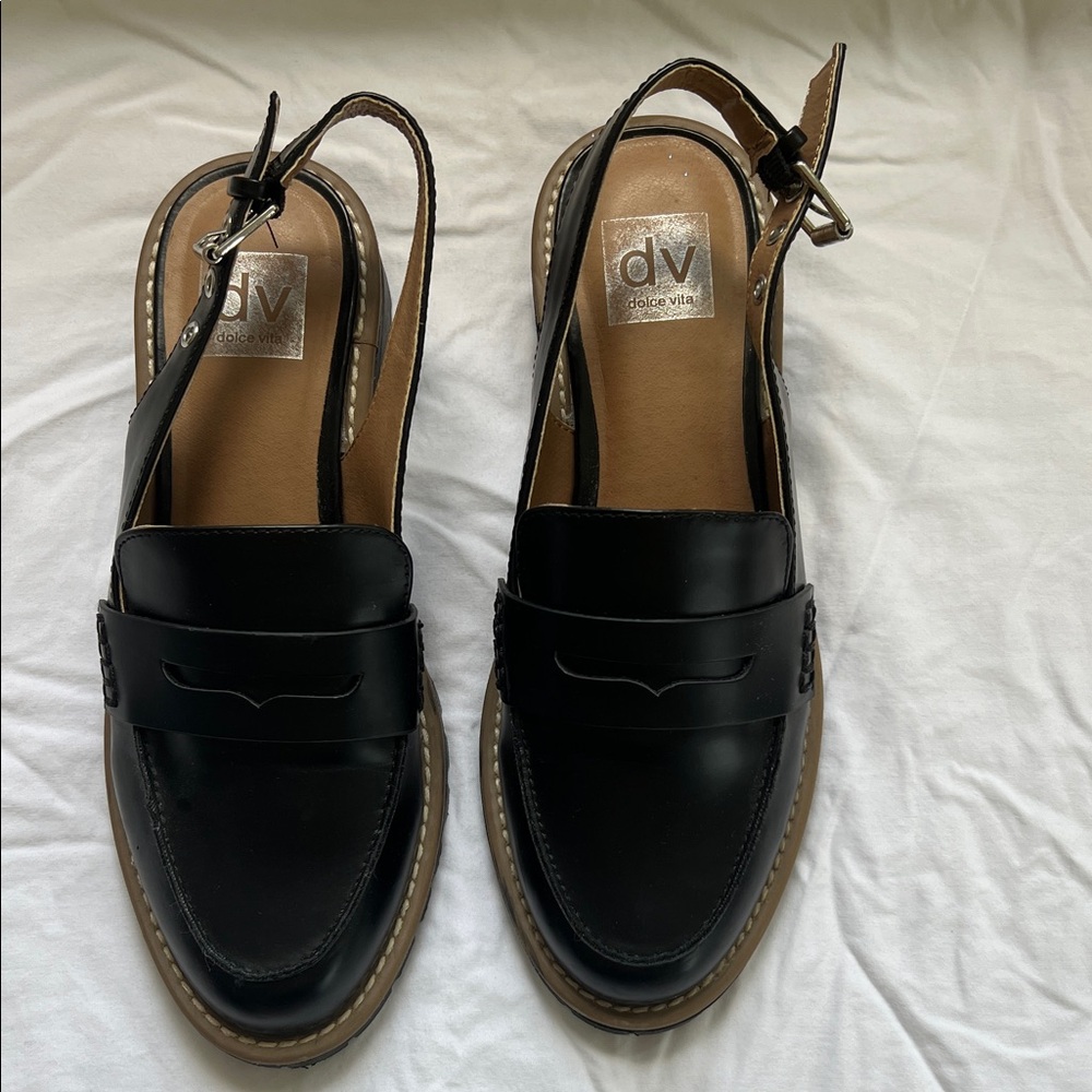 DV by Dolce Vita Black and Tan Slingback Flats